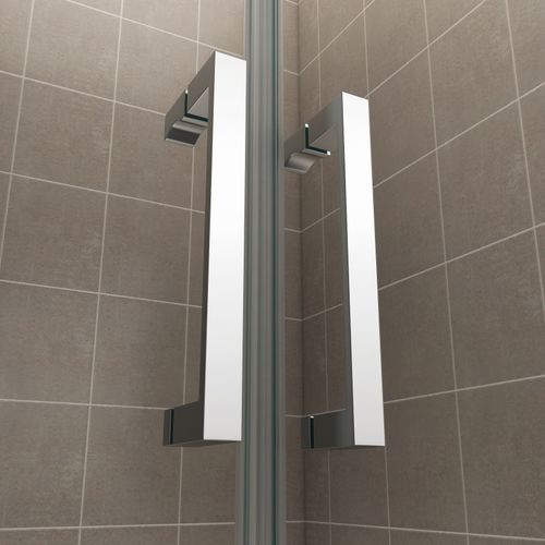 Porte De Douche H185 Largeur 68-71 Cm Verre Transparent 2 Portes Battantes, Modèle Kaya