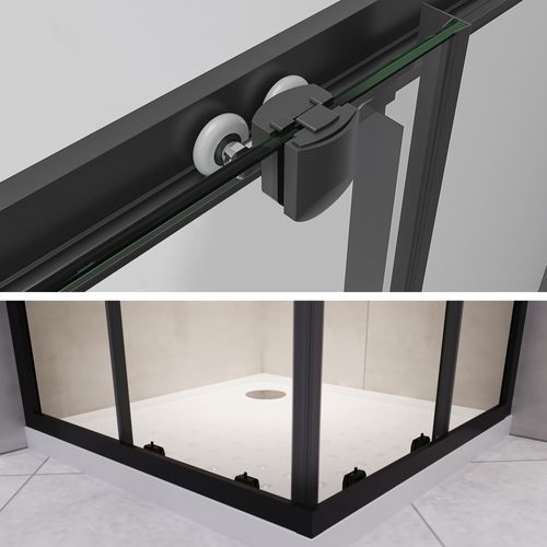 Cabine De Douche H180 70x70cm Verre Transparent Portes Coulissantes Lanablack (sans Receveur)