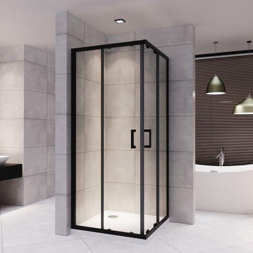 Cabine De Douche H180 70x70cm Verre Transparent Portes Coulissantes Lanablack (sans Receveur)