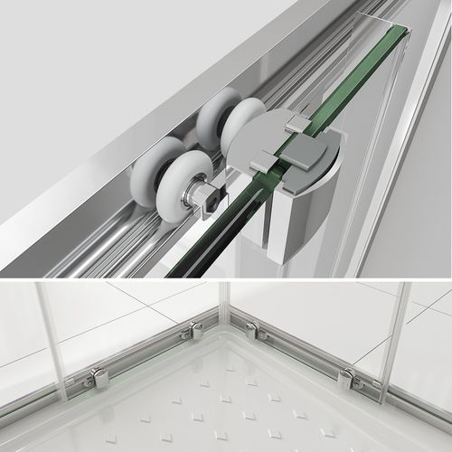 Cabine De Douche H190 75x75cm Verre Transparent Portes Coulissantes Lana (sans Receveur)