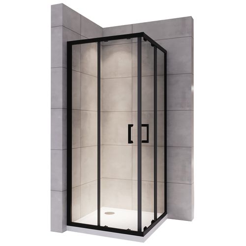 Cabine De Douche H190 75x90cm +receveur Verre Transparent Portes Coulissantes Lanablack