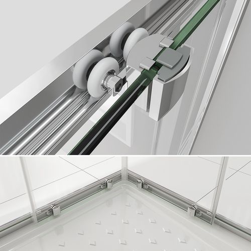 Cabine De Douche H190 80x90cm Verre Semi-opaque Portes Coulissantes Lana (sans Receveur)