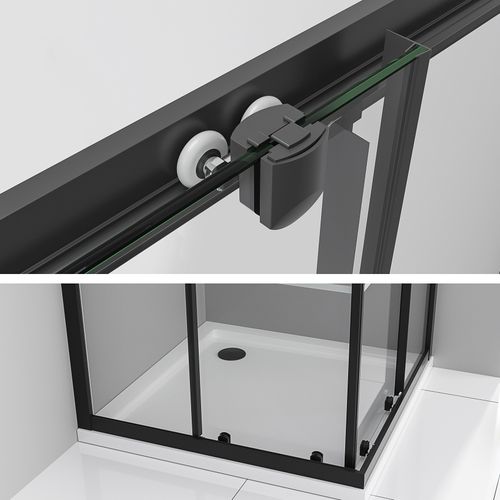 Cabine De Douche H190 85x100cm Verre Semi-opaque Portes Coulissantes Lanablack (sans Receveur)