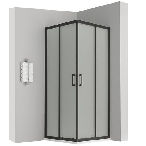 Cabine De Douche H180 70x90cm Verre Opaque Portes Coulissantes Lanablack (sans Receveur)
