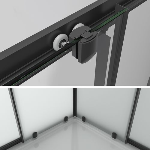 Cabine De Douche H180 70x70cm Verre Opaque Portes Coulissantes Lanablack (sans Receveur)