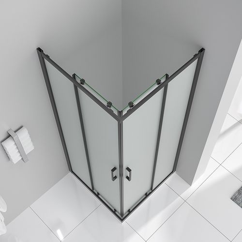 Cabine De Douche H185 70x80cm Verre Opaque Portes Coulissantes Lanablack (sans Receveur)