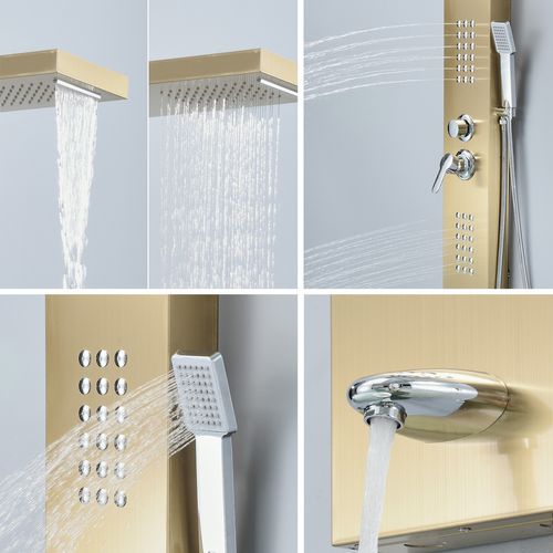 Colonne De Douche Hydromassante 4 Jets + 1 Robinet Or - Luly