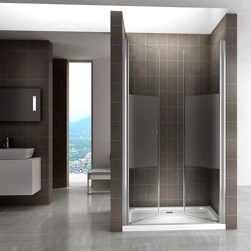 Porte De Douche H195 X L.92 à 96 Cm Verre Semi-opaque - Gina