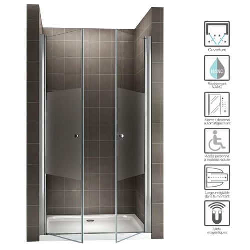 Porte De Douche H195 X L.80 à 84 Cm Verre Semi-opaque - Gina