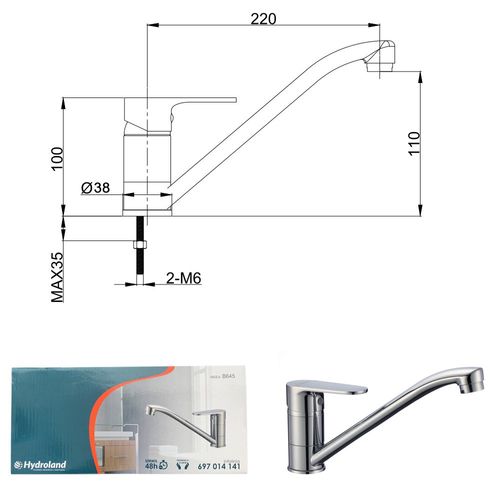 Robinet Mitigeur D'évier Cuisine à Bec Long Nero
