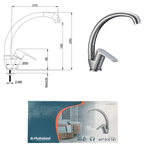 Mitigeur Évier De Cuisine Bec Haut Orientable Nero