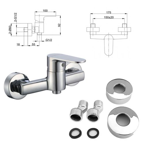 Mitigeur De Douche Mural Nero Chromé