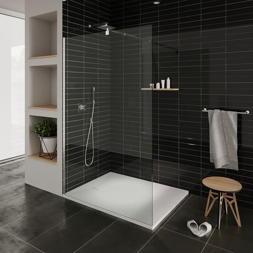 Receveur De Douche Baya 80x140 Cm Blanc Extra-plat Aspect Pierre + Bonde