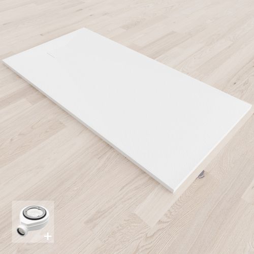 Receveur De Douche Baya 80x160 Cm Blanc Extra-plat Aspect Pierre + Bonde