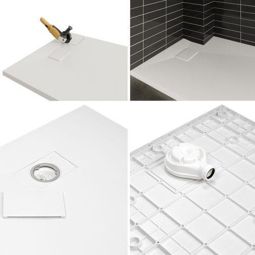 Receveur De Douche Baya 80x180 Cm Blanc Extra-plat Aspect Pierre + Bonde