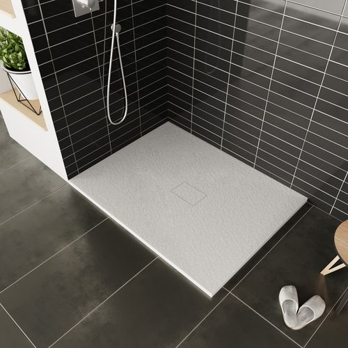Receveur De Douche Baya 100x180 Cm Blanc Extra-plat Aspect Pierre + Bonde
