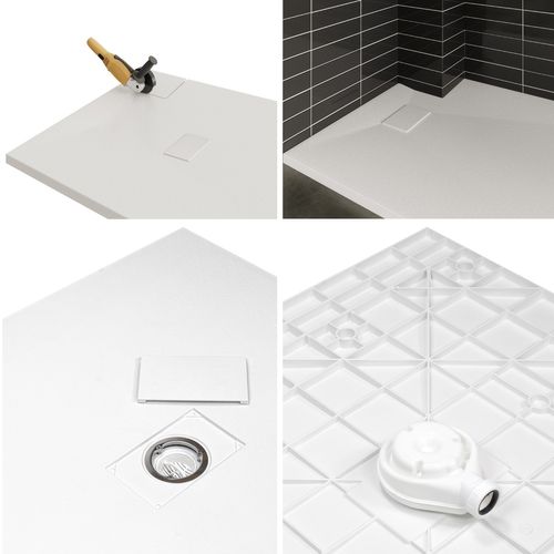 Receveur De Douche Baya 100x180 Cm Blanc Extra-plat Aspect Pierre + Bonde