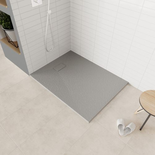 Receveur De Douche Baya 70x140 Cm Gris Extra-plat Aspect Pierre + Bonde