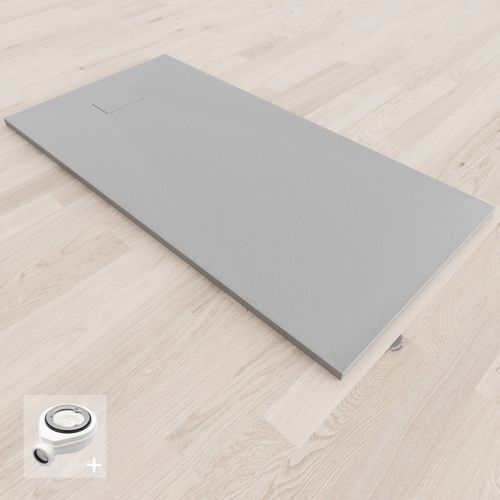 Receveur De Douche Baya 80x180 Cm Gris Extra-plat Aspect Pierre + Bonde