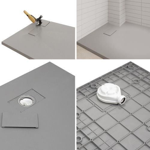 Receveur De Douche Baya 90x160 Cm Gris Extra-plat Aspect Pierre + Bonde