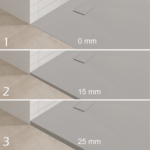 Receveur De Douche Baya 100x100 Cm Gris Extra-plat Aspect Pierre + Bonde Centrale