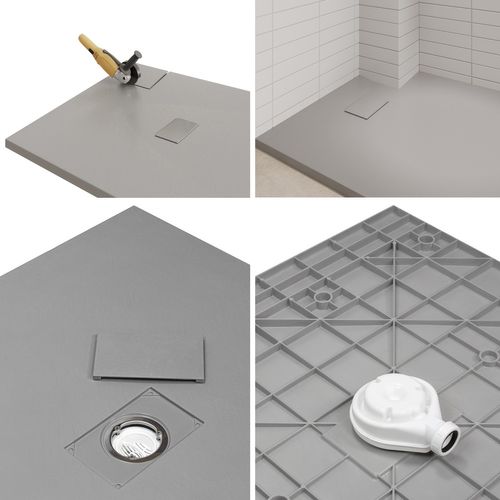 Receveur De Douche Baya 100x120 Cm Gris Extra-plat Aspect Pierre + Bonde