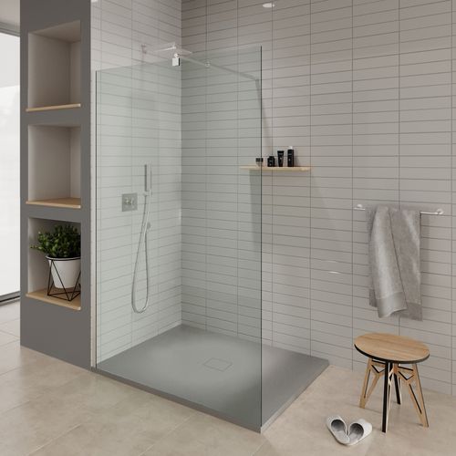 Receveur De Douche Baya 100x160 Cm Gris Extra-plat Aspect Pierre + Bonde