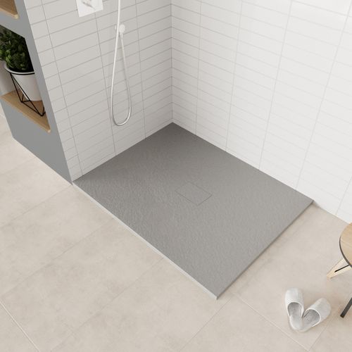 Receveur De Douche Baya 100x160 Cm Gris Extra-plat Aspect Pierre + Bonde