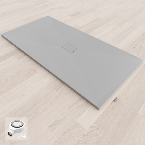 Receveur De Douche Baya 100x180 Cm Gris Extra-plat Aspect Pierre + Bonde