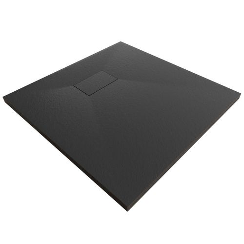Receveur De Douche Baya 80x80 Cm Noir Extra-plat Aspect Pierre + Bonde