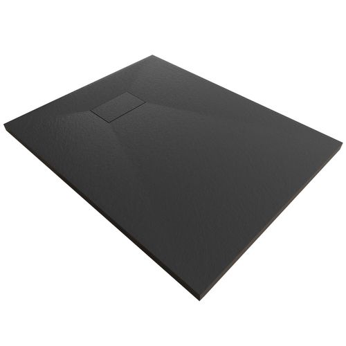 Receveur De Douche Baya 80x100 Cm Noir Extra-plat Aspect Pierre + Bonde