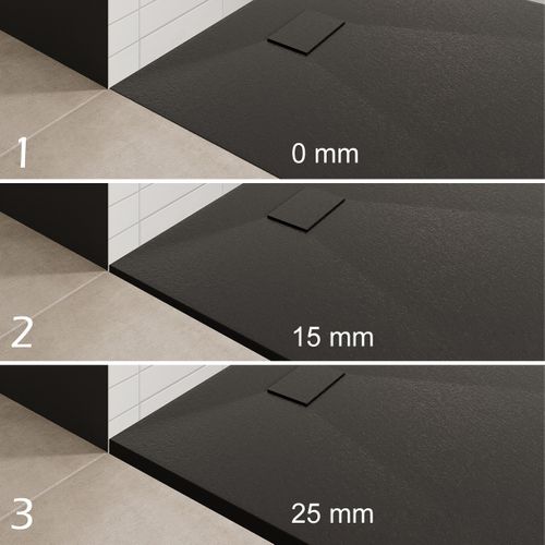 Receveur De Douche Baya 80x180 Cm Noir Extra-plat Aspect Pierre + Bonde