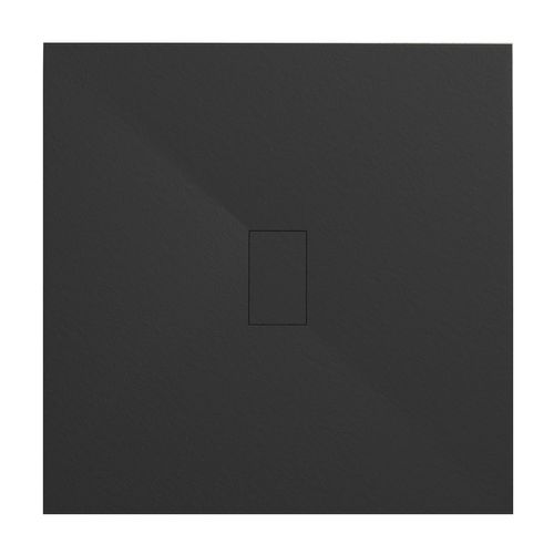 Receveur De Douche Baya 100x100 Cm Noir Extra-plat Aspect Pierre + Bonde Centrale