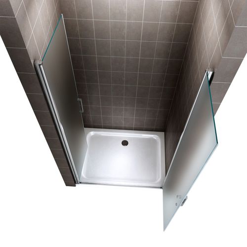 Porte De Douche H180 Largeur 80-83 Cm Verre Dépoli Opaque 2 Portes Battantes, Modèle Kaya
