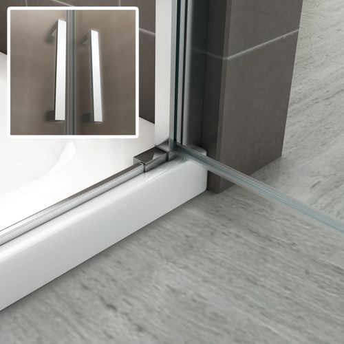 Porte De Douche H180 Largeur 80-83 Cm Verre Semi-opaque 2 Portes Battantes, Modèle Kaya