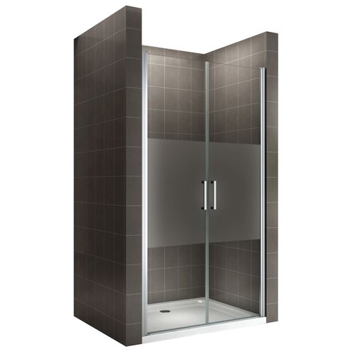 Porte De Douche H180 Largeur 77-80 Cm Verre Semi-opaque 2 Portes Battantes, Modèle Kaya