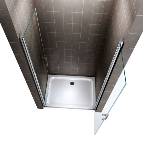 Porte De Douche H180 Largeur 86-89 Cm Verre Transparent 2 Portes Battantes, Modèle Kaya