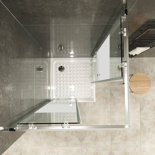 Cabine De Douche H180 100x100cm Verre Centre-opaque Portes Coulissantes Lana+ (sans Receveur)