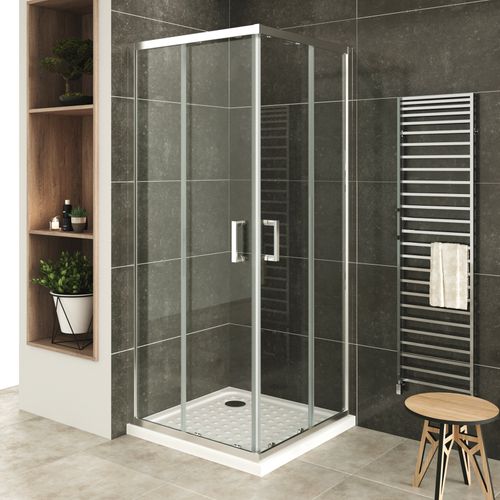 Cabine De Douche H185 75x75cm Verre Transparent Portes Coulissantes Lana+ (sans Receveur)