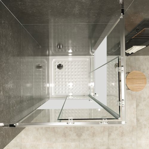 Cabine De Douche H190 100x100cm Verre Centre-opaque Portes Coulissantes Lana+ (sans Receveur)