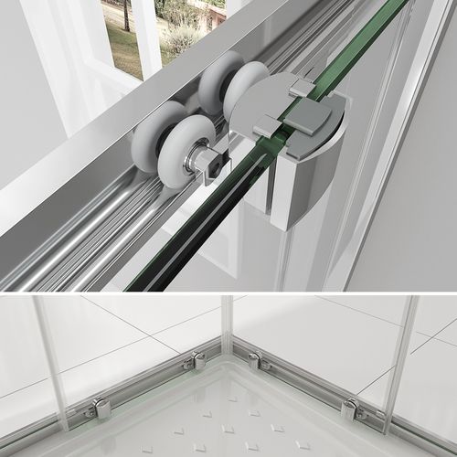 Cabine De Douche H190 70x90cm Verre Centre-opaque Portes Coulissantes Lana+ (sans Receveur)