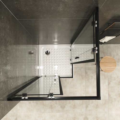 Cabine De Douche H180 75x80cm  Verre Transparent Portes Coulissantes Lanablack+ (sans Receveur)