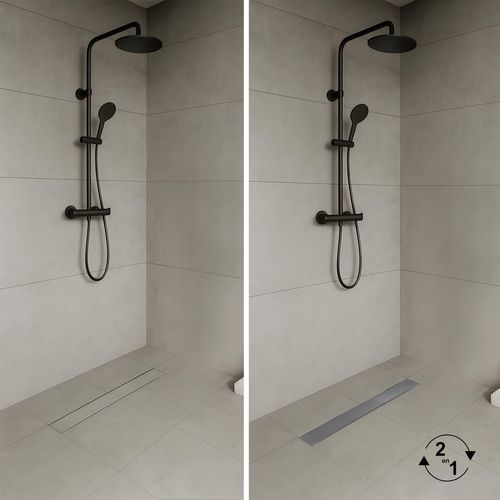 Caniveau De Douche 2en1 à Encastrer L.70 Cm, à Carreler Ou Inox, Drainage 36l/min - Celo