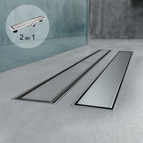 Caniveau De Douche 2en1 à Encastrer L.120 Cm, à Carreler Ou Inox, Drainage 36l/min - Celo