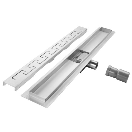 Caniveau De Douche Motif Grec L.70 Cm Inox, Débit 36l/min, Anti-odeurs + Filtres -grea