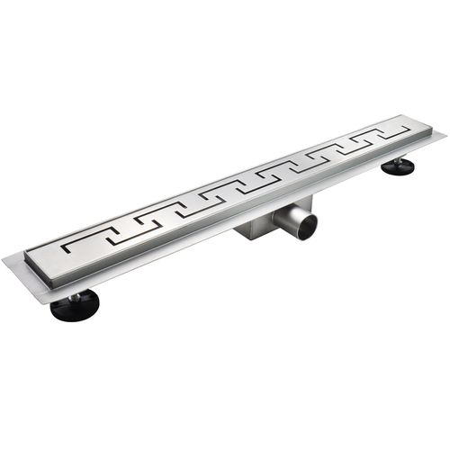 Caniveau De Douche Motif Grec L.70 Cm Inox, Débit 36l/min, Anti-odeurs + Filtres -grea