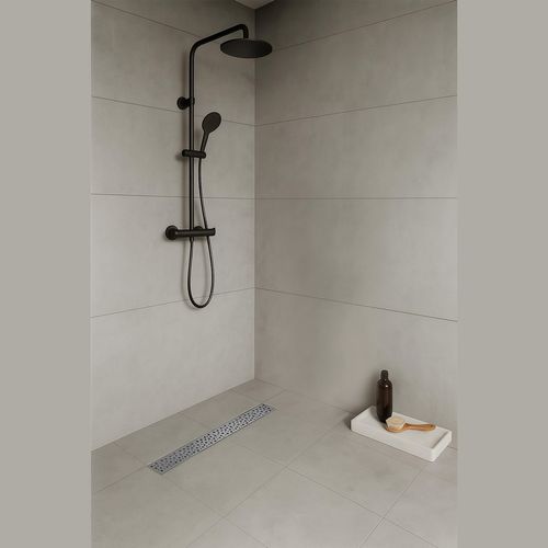 Caniveau De Douche à L'italienne Motif Bulle L.90 Cm Acier, Anti-odeurs, Débit Élevé -gumi