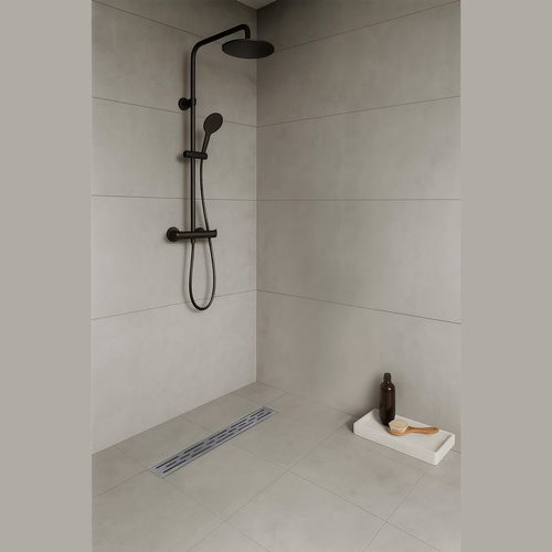 Caniveau De Douche L.80 Cm Design Linéaire, Inox, Anti-odeurs, Drainage Élevé -jazy