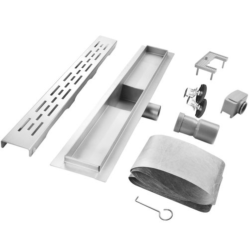 Caniveau De Douche L.80 Cm Design Linéaire, Inox, Anti-odeurs, Drainage Élevé -jazy