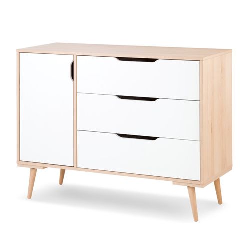Sofie Commode à Langer à Tiroirs Et Étagères Style Scandinave Blanc / Bois